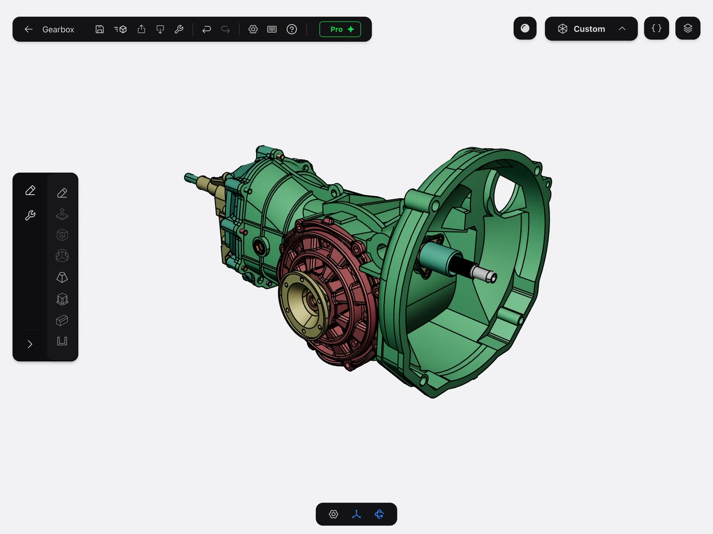 A gearbox assembly imported from a STEP file
